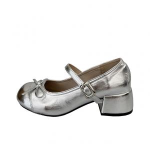 Aimilian Блок каблук Мэри Джейн туфли женские серебристые, цвет Silver