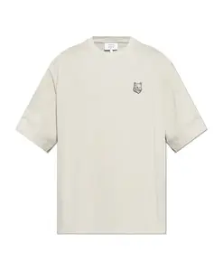 Футболка большого размера с нашивкой в виде головы лисы. Maison Kitsunã, бежевый