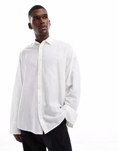 Рубашка свободного кроя ASOS DESIGN из жаккардовой ткани в белую полоску