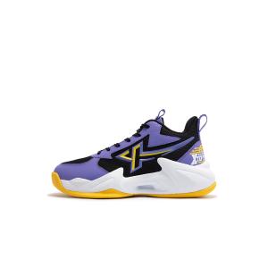 XTEP Детские баскетбольные кроссовки с низким верхом, устойчивые к износу, черные, с гортензией и фиолетовым верхом