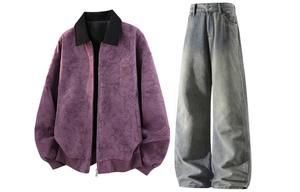 Повседневная спортивная одежда Unisex с лацканом Lapel Moderate X1617, фиолетовый top+желтый mud jeans