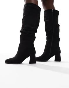 Сапоги SEQWL Wide Fit Fished с широким блочным каблуком, черные