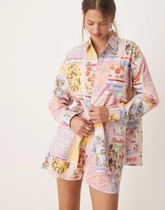 Рубашка свободного кроя «Мисс Селфридж» с почтовым принтом