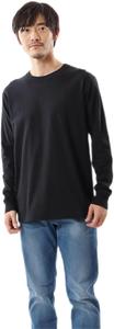 Мужская футболка с длинными рукавами и круглым вырезом Hanes, 100% американский хлопок, воротник-стойка, круглый крой, без бирки, HM4-Y201, черный
