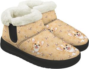 Женские зимние ботинки с утеплителем, теплые и уютные, с пушистой подкладкой, зимние ботильоны с нескользящей подошвой для повседневной носки на улице Gdxynsmny, Corgi