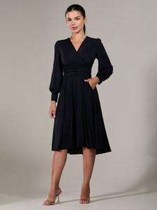 Миниатюрное платье миди из джерси с длинным рукавом Jolie Moi, черный