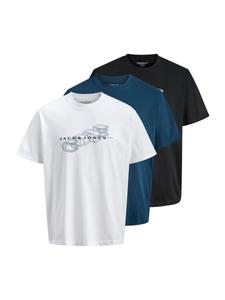 Рубашка Jack & Jones Plus JCOFUSION, синий/черный/белый