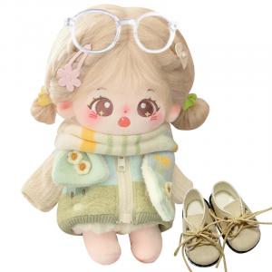 Мягкая и милая хлопковая кукла MIA Dolls плюшевая кукла высота 20см длина 22см COTTON PLANET, Mia Sister+Double Ponytail+5 Set Clothing (Top Student, Sports, Waltz, Outing, Gummies)
