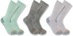 Carhartt женские носки Midweight Cotton-Tencel Comfort Crew, 3 пары, Assorted 1 (Heather Grey, Big Sky, Fresh Lavender)