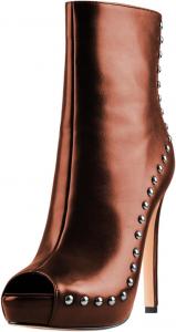Женские ботильоны FSJ с открытым носком, заклепками, платформой и шпилькой, на высоком каблуке, с молнией сзади, для свадьбы, работы и клуба, размер 4-16 США, Brown