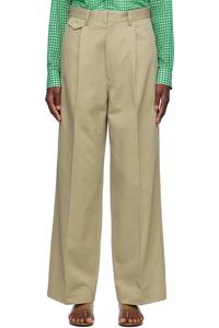 Выстиранные брюки чино Finx с односторонней складкой Auralee, хаки