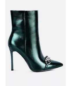 Ботильоны на шпильке Firefly с металлизированной цепочкой London Rag, зеленый