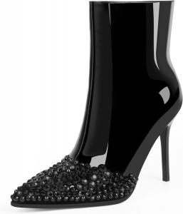 Женские туфли на высоком каблуке Sexy Bows Rhinestring Shoes с заостренным носком Odetina, Black