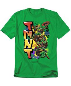 Футболка Big & Tall TMNT Mutant Mayhem Nyc Graffiti TEENAGE MUTANT NINJA TURTLES, Kelly green