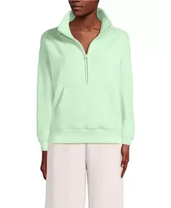 Женская толстовка Serious Sweats с длинным рукавом и молнией до середины груди, свободный крой Lands' End, зеленый