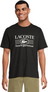 Мужская классическая хлопковая футболка с принтом Lacoste, Black