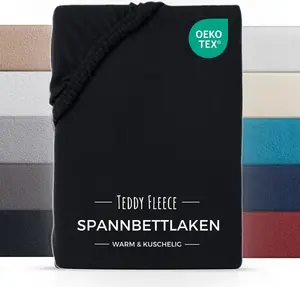 Зимняя простыня на резинке из флиса Тедди 90x200 см, черная Carpe Sonno