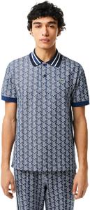 Мужская поло-рубашка LACOSTE с монограммой и жаккардовым узором, темно-синий