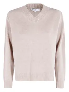Свитер из шерсти мериноса с V-образным вырезом Maison Kitsuné, нейтральный