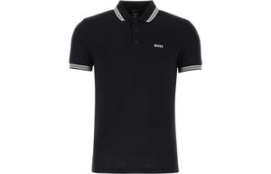 Футболка поло с коротким рукавом и вышитым логотипом бренда HUGO BOSS, морской синий