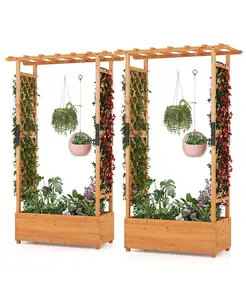 2 шт. высокая грядка вертикальный контейнер для растений для вьющихся растений Gymax, orange