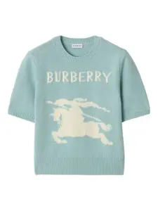 Свитер с короткими рукавами и логотипом EKD Burberry, синий