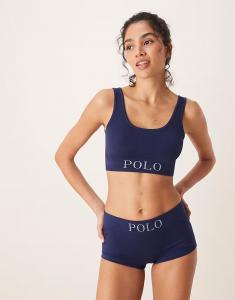 Бесшовные шорты в рубчик темно-синего цвета Polo Ralph Lauren