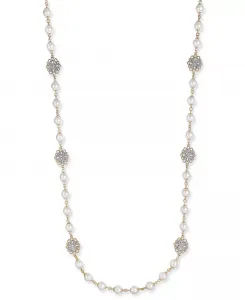 Ожерелье из золотистой филигранной хрустальной нити с искусственным жемчугом Charter Club