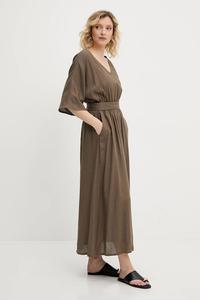 Платье с добавлением льна Answear.Lab, зеленый