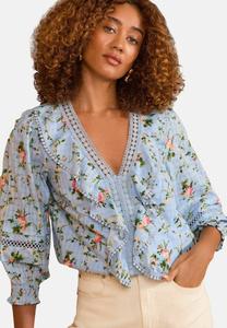 Блуза REGULAR FIT - TEXTURE RUFFLE DETAIL 3/4 SLEEVE Love & Roses, синий