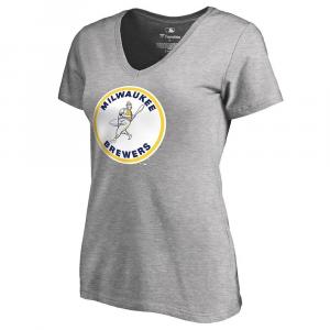 Женская футболка Fanatics с логотипом Ash Milwaukee Brewers Cooperstown Collection Forbes, цвет Brw Grey