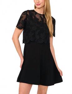 Женское мини-платье из крепа с кружевом насыщенного черного цвета Ted Baker, Rich Black