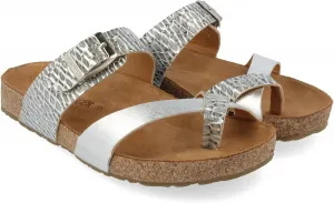 Сандалии HAFLINGER Juno из элегантной кожи с резиновой подошвой и стелькой из пробкового латекса, унисекс, серебряный