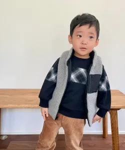 Двусторонняя стеганая майка из полиэстеровой тафты*боа (детский размер)