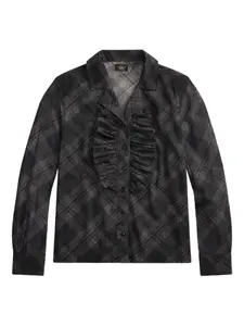 Клетчатая рубашка с оборками Ralph Lauren Rrl, серый