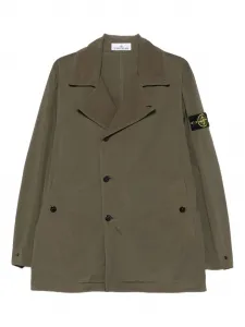 Двубортное пальто Stone Island, зеленый