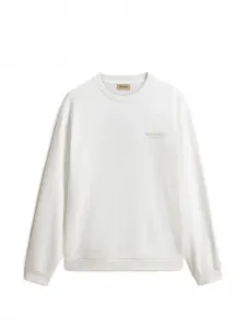 Свитшот с логотипом и рубчатой отделкой WOOLRICH, белый