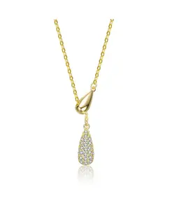 Ожерелье-Капля из стерлингового серебра 14 карат с прозрачным кубическим цирконием Genevive, gold