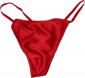 Атласные трусики-стринги Victoria's Secret с помпонами и V-образным вырезом, цвет красный, новые, Red