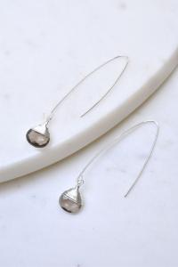Серьги-подвески Jill Long Wire из дымчатого кварца A Blonde And Her Bag, Brown/Sterling Silver