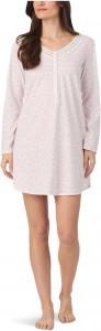 Женская хлопковая трикотажная короткая ночная рубашка с длинным рукавом Eileen West, Pink Ground Rosebud