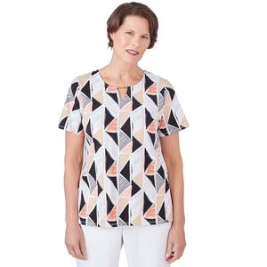 Женская футболка Alfred Dunner Geo из витражного стекла с разрезом по горловине, цвет Multi Neutral