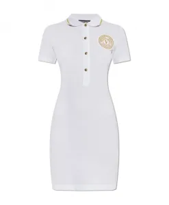 Платье-Поло с вышитым логотипом Versace Jeans Couture, белый