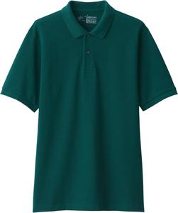 Мужская поло-рубашка MUJI из выстиранного трикотажа пике с коротким рукавом (AB1M9A5S), темно-зеленый