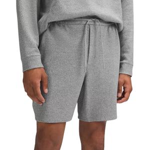 Текстурированные двойной вязки повседневные шорты мужские Lululemon, смешанный цвет Melody Light Gray/Black/Heathered Melody Light Gray/Black