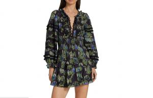 Платье Love Shack Fancy Clarkie, темно-синее, след LoveShackFancy