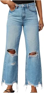 Джинсы женские Wide Leg Baggy High Waisted Stretch Denim