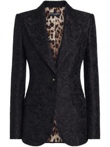 Однобортный пиджак Dolce & Gabbana с цветочным жаккардом, черный
