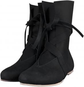 Женские ботинки эпохи Ренессанса, средневековые для косплея и Хэллоуина, модные винтажные сценические ботинки, пиратские и викингские, на шнуровке, для костюмов в стиле стимпанк, рыцарские, средней длины, на шнуровке для женщин и мужчин Canbebig, Black