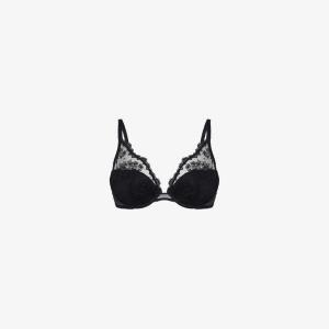 Бюстгальтер Intrigue с треугольными чашками и кружевом на косточках с эффектом пуш-ап Simone Perele, черный